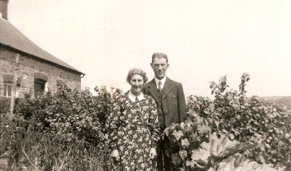 Benjamin and Leah Jones in the garden at 2 Penrhiw