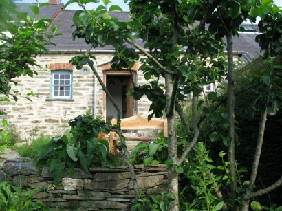 View of 2 Penrhiw through the apple tree